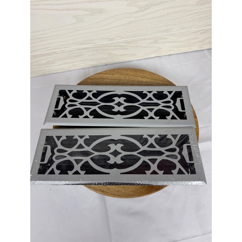 Set of 2 Silver Scroll Decorative Floor Registers 4x16 (14in hole 16 in total) - Picture 5 of 5